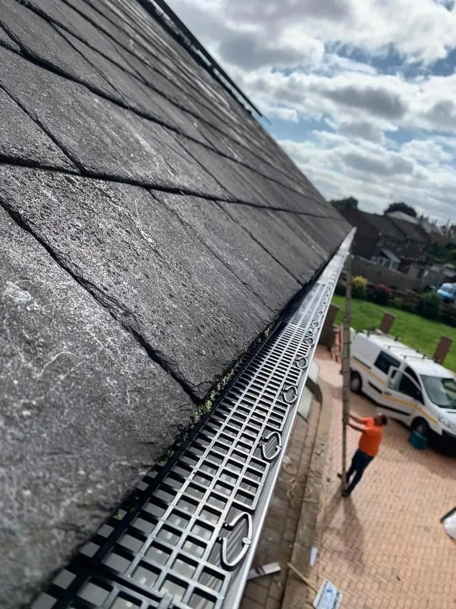 Gutter guard fitted on a slate roof in Exeter